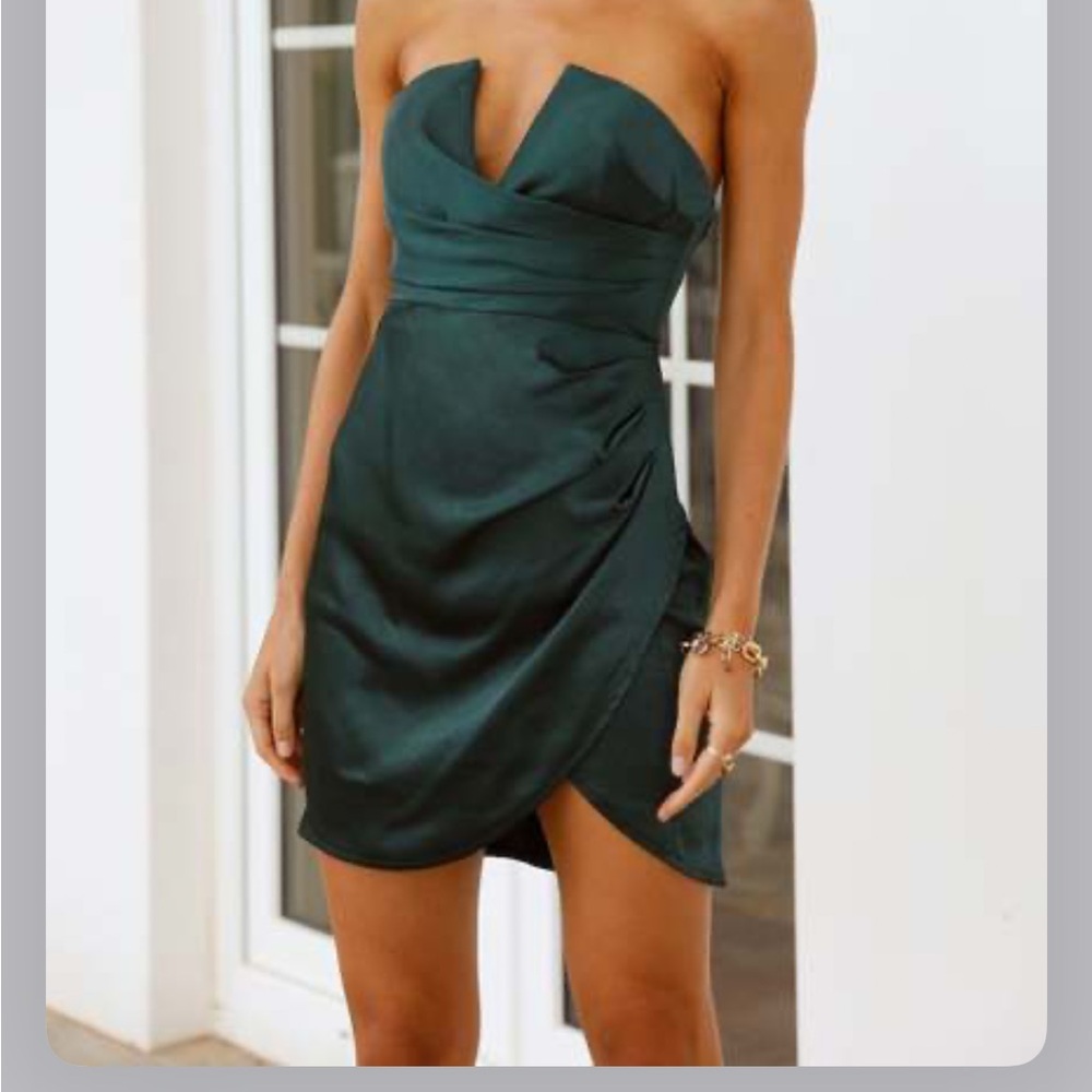 NWT Hello Molly Emerald Satin Mini Dress
